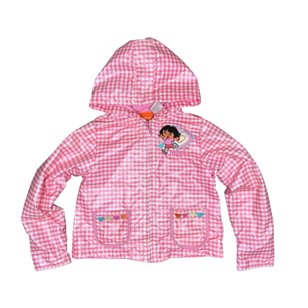 Y2K Nickelodeon Dora the Explorer Pink Rain Jacket Kids Size 5